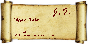 Jéger Iván névjegykártya